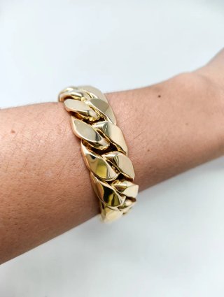 ORO NUEVO 18KT Pulsera Cubana 17mm grosor