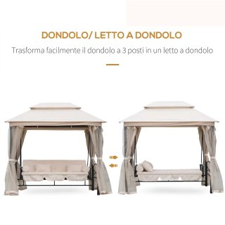 Dondolo 3 Posti e Lettino Singolo 256x172x248cm