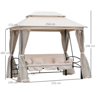 Dondolo 3 Posti e Lettino Singolo 256x172x248cm