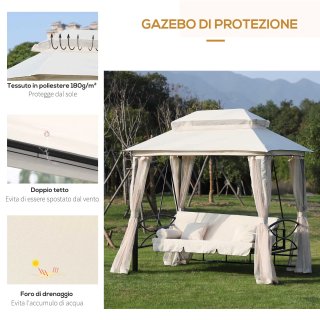 Dondolo 3 Posti e Lettino Singolo 256x172x248cm