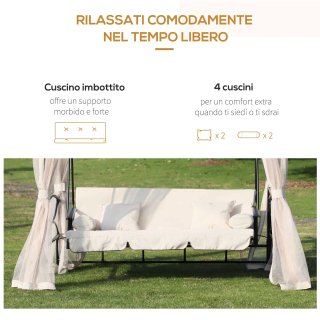 Dondolo 3 Posti e Lettino Singolo 256x172x248cm