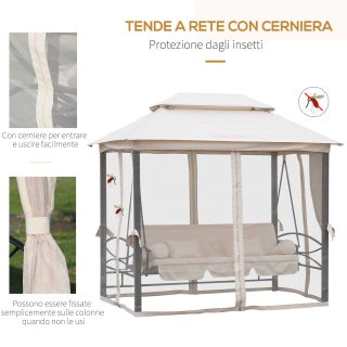 Dondolo 3 Posti e Lettino Singolo 256x172x248cm