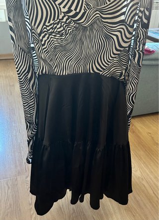 Vestido Mel Collection Talla 42 Blanco/Negro