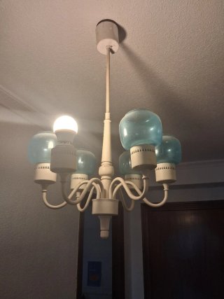 Lámpara Vintage Años 60/70 Cristal Azul