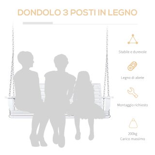 Dondolo 3 Posti da Esterno con Tavolino Centrale