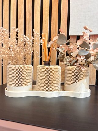 Conjunto Decorativo Beige y Marrón