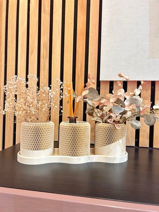 Conjunto Decorativo Beige y Marrón