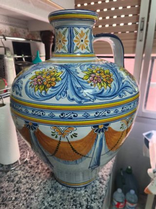 Jarrón Cerámica Talavera Azul y Multicolor
