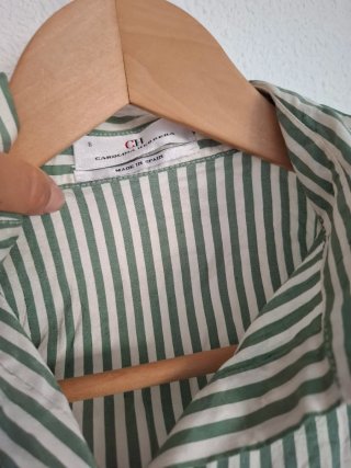 Camisa Carolina Herrera Rayas Verdes Talla XS