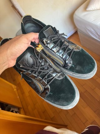 Giuseppe Zanotti Zapatillas Terciopelo Negro/Verde