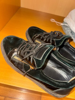 Giuseppe Zanotti Zapatillas Terciopelo Negro/Verde