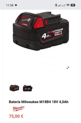 Batería Milwaukee M18 4Ah original RedLithium