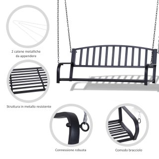 Dondolo Sospeso Giardino con 2 Posti 127x60x47 Cm
