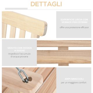 Dondolo da Giardino Sospeso per 2 Persone in Legno