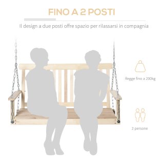 Dondolo da Giardino Sospeso per 2 Persone in Legno