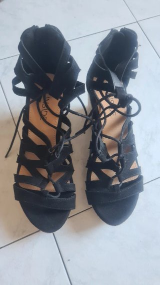 Sandalias cuña negras talla 38
