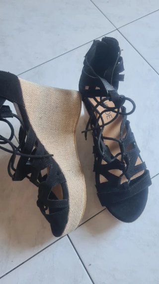 Sandalias cuña negras talla 38