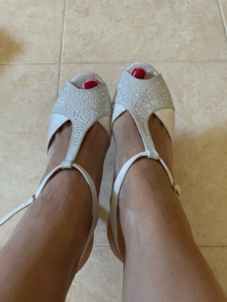 Zapatos de fiesta dorados/blancos talla 38