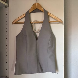 Top Zara Gris Elegante Espalda Abierta Talla S
