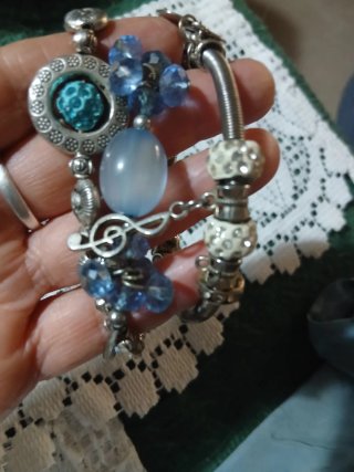 Tris braccialetti Sterling e acciaio con charme