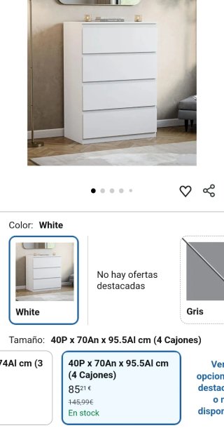 Cómoda Blanca 4 Cajones