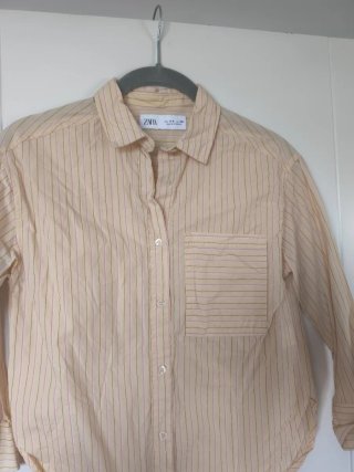 Camisa ZARA rayas beige y morado