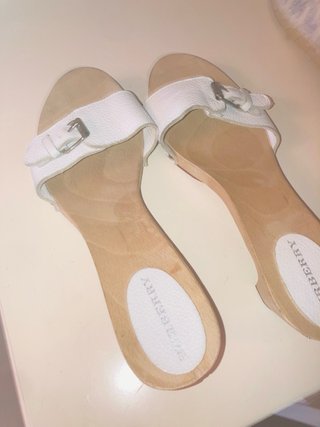 Sandalias Burberry Madera Piel Blancas