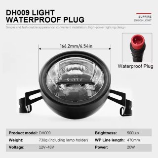 Grande Faro LED Vintage 6.55" (48v) Bici, Moto
