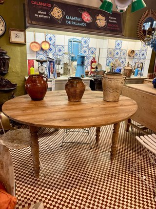 Mesa antigua ovalada francesa con alas