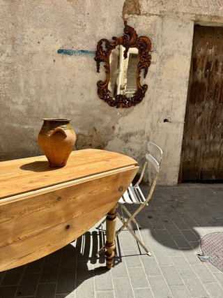Mesa antigua ovalada francesa con alas