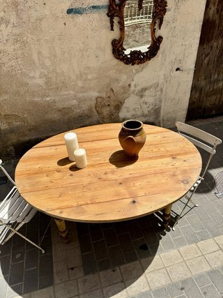 Mesa antigua ovalada francesa con alas