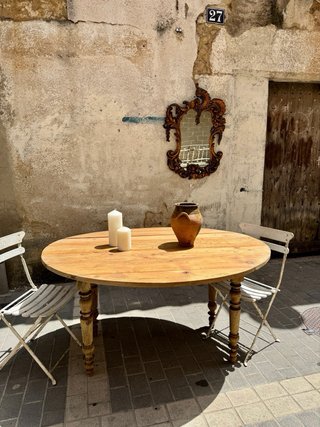 Mesa antigua ovalada francesa con alas