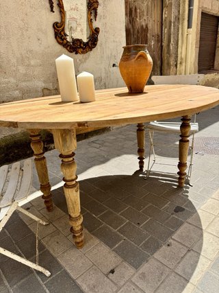 Mesa antigua ovalada francesa con alas