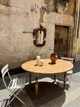 Mesa antigua ovalada francesa con alas