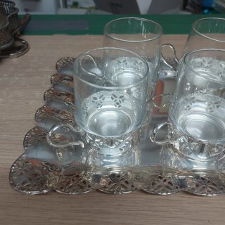 Set 6 bicchieri liquore/caffè con vassoio, anni 70