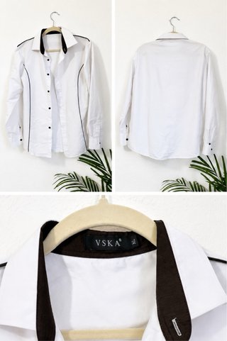 Camisa VSKA blanca con ribete negro