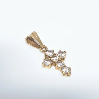 Colgante Cruz Oro 18k con Piedras Blancas