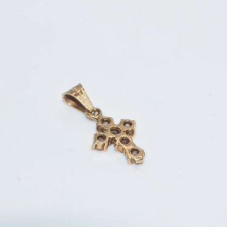 Colgante Cruz Oro 18k con Piedras Blancas