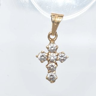 Colgante Cruz Oro 18k con Piedras Blancas