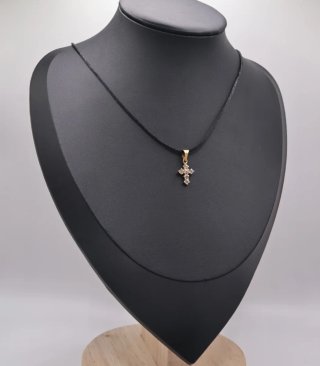 Colgante Cruz Oro 18k con Piedras Blancas