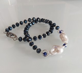 Collana cristalli Blù e perle