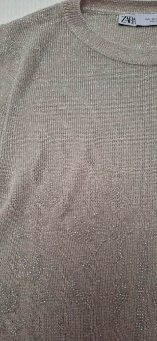Jersey Zara Brillo Manga Corta Talla L