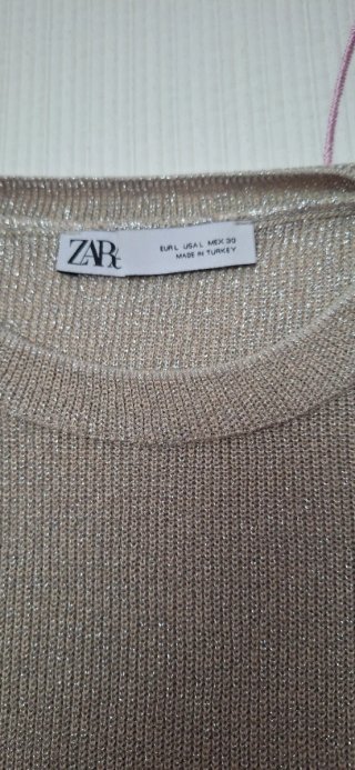 Jersey Zara Brillo Manga Corta Talla L