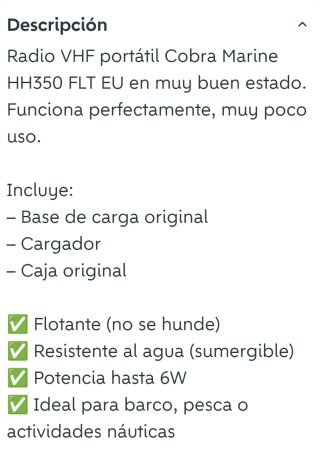 Emisora Cobra Marine HH350 VHF