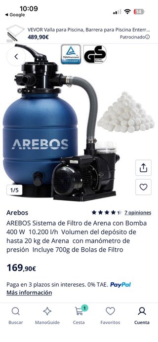 Depuradora Arena AREBOS Nueva Sin Estrenar 400W