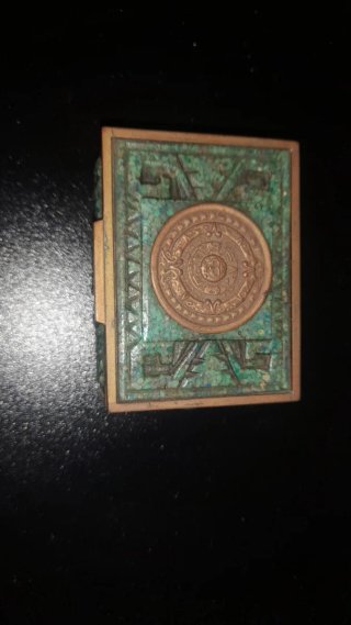 Scatola ottone e mosaico pietre dure messicana