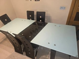 Mesa y 6 Sillas Comedor Cristal