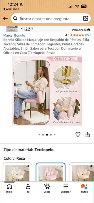 Silla de escritorio rosa