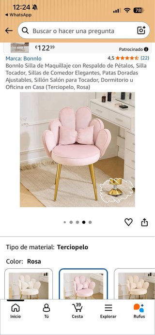 Silla de escritorio rosa