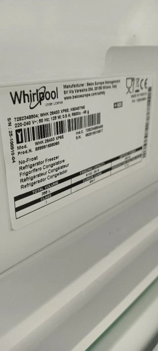 NEVERA COMBI WHIRLPOOL NO FROST ENERGÍA+